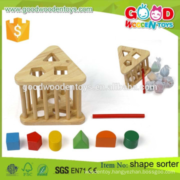 2015 New Hot Design Triangle Shape Toy Good Price Factory Wholesale Wooden Shape Sorter